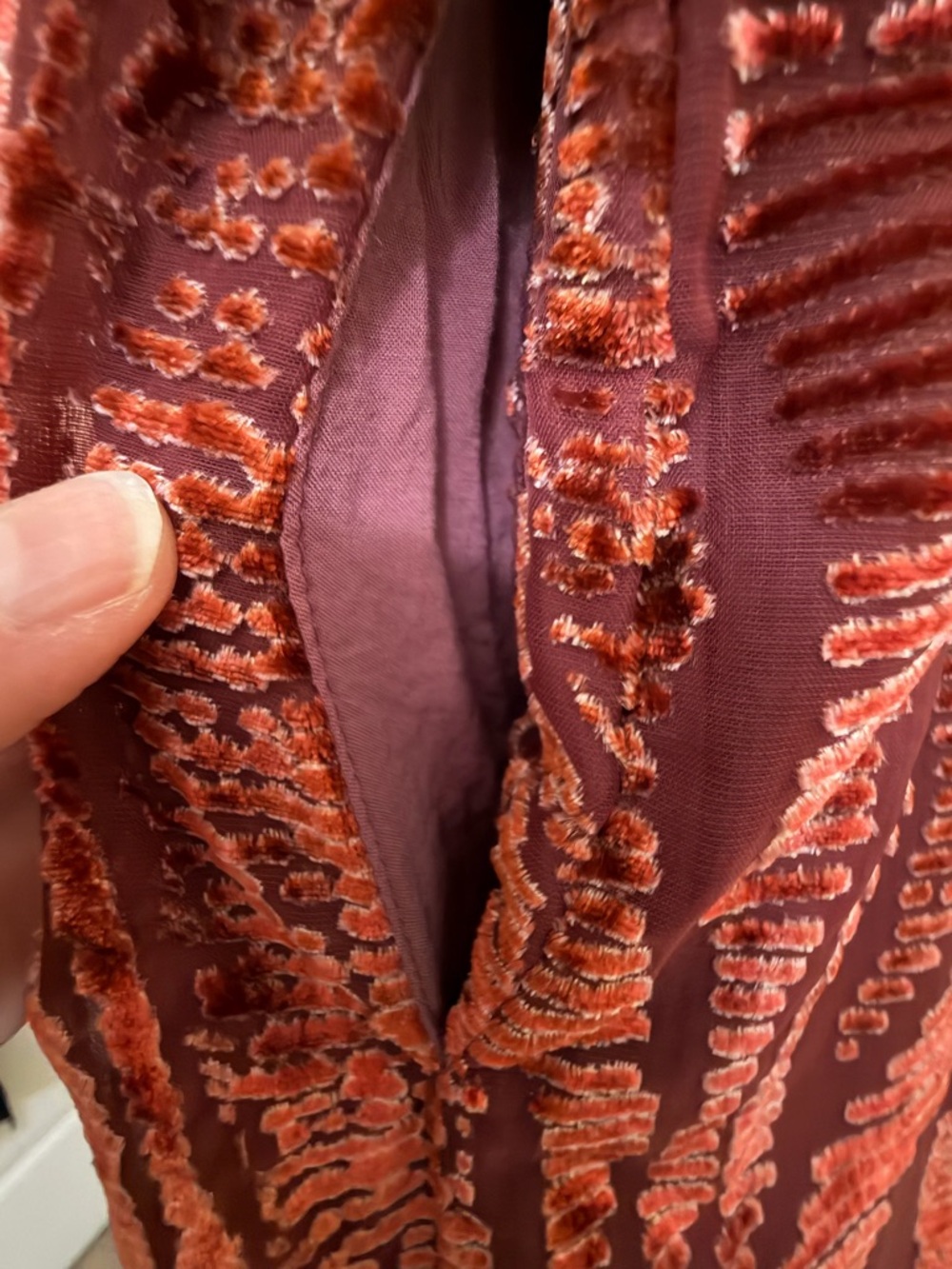 Anthropologie Somerset Jumpsuit Velvet Burnout Edition Sz Med Wide Leg Rust - Picture 2 of 16